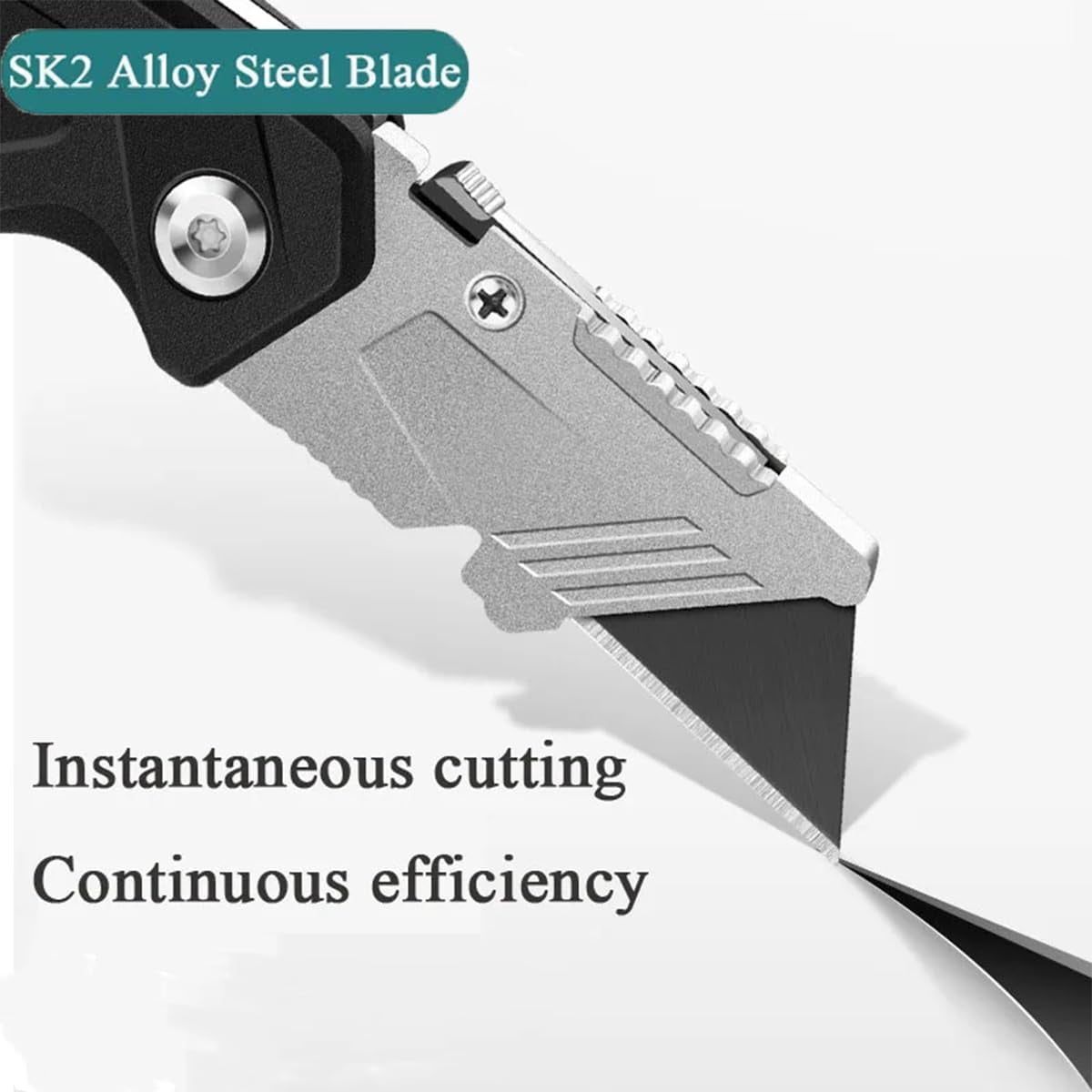 SaKaguro Folding Utility Knife,Boxs Cutter,Adjustable Angles,Carpenter Tool,Blade Storage-Holds 3 Compatible Blades (black)