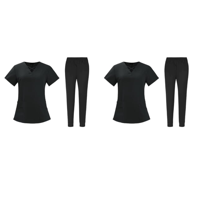 Enfermería Scrub Set Top Pantalones Transpirable Trabajo Uniforme para Enfermera Yoga Jogger