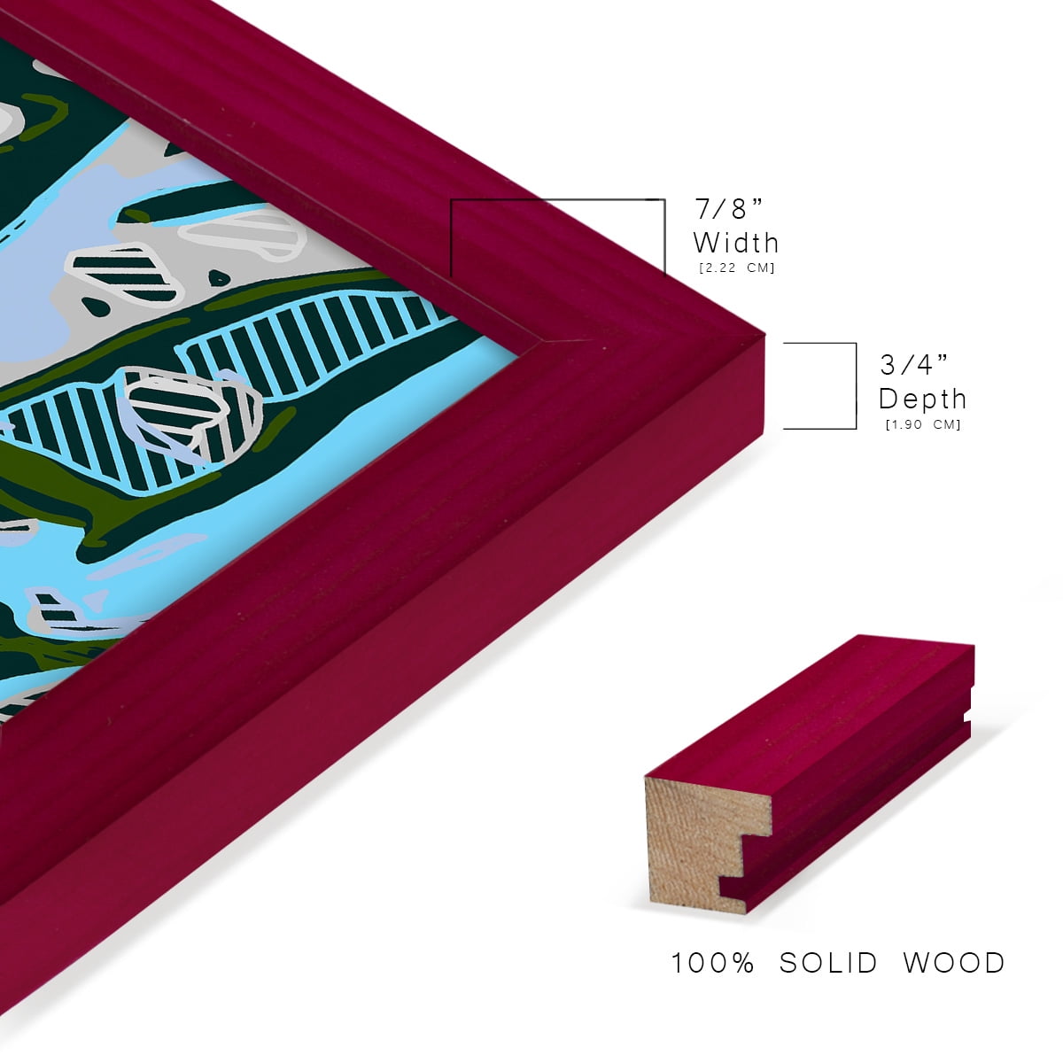 Abstract Tree Limbs I -Framed Print w/glass-Cherry Red