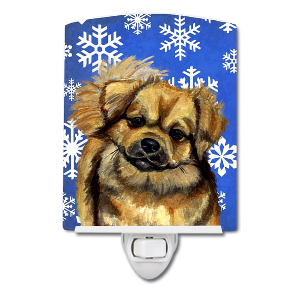 Caroline's Treasures LH9304CNL Tibetan Spaniel Winter Snowflakes Holiday Ceramic Night Light, 6x4x3", multicolor