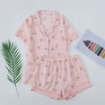 thumbnail image 2 of XIAOCHA Womens Short Sleeve Pajama Set Casual Printed Button Front Top With Pockets Shorts Pajama Outfit Comfortable Lightweight Sleepwear, 2 of 5