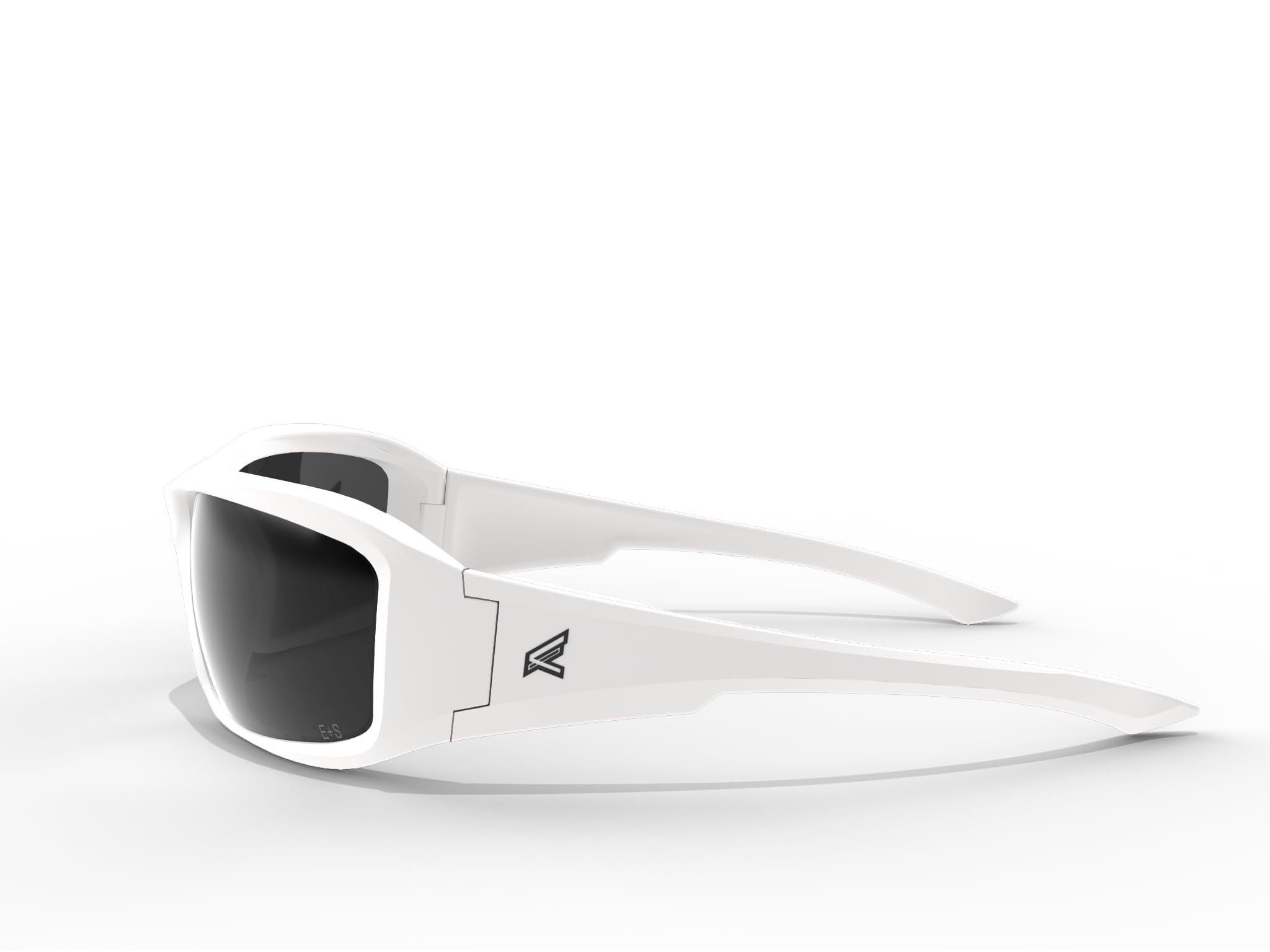 EDGE Brazeau Wrap-Around Safety Glasses, Anti-Scratch, Non-Slip, UV 400, Military Grade, ANSI/ISEA & MCEPS Compliant, 5.04" Wide, White Frame/Smoke Lens