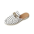 thumbnail image 2 of Samdudou Mules for Women Polka Dot Slip On Backless Loafers Closed Toe Flat Shoes with Metal Chain Buckle Decor for Casual Dress, 2 of 9