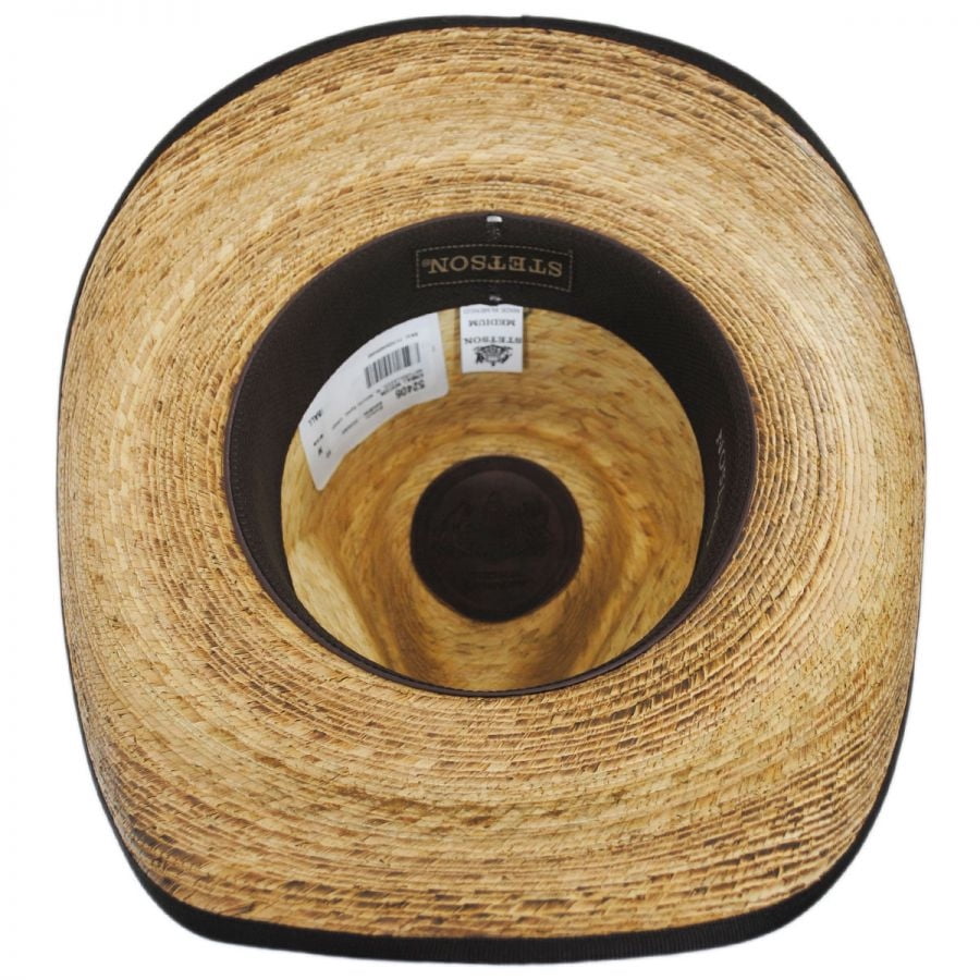 Kimball Palm Leaf Straw Western Hat - L - Natural Aged