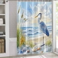 thumbnail image 3 of Shower Curtains for Bathroom-60"x72",Long-beaked Heron in Beach Waterproof Bath Curtain Grommet Shower Curtain Set with Hooks,Nautical Coastal Ocean Seascape Washable Bath Accessories, 3 of 7