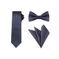 thumbnail image 1 of CONJUNTO DE CORBATA DE PUNTOS PARA EL DÍA DEL PADRE INSPIRADOR CHIC Corbata delgada, moño preatado y pañuelo de bolsillo Talla única Azul marino con puntos rojos, 1 of 7