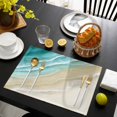 thumbnail image 3 of Turquoise Beach Coastal Placemats Set of 4, Summer Ocean Nautical Seaside Placemats for Dining Table, Place Mats for Kitchen Tabletop, Waterproof Wipeable Dining Table Mats Set, 3 of 9