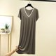 thumbnail image 1 of Karight Womens Soft Cotton T Shirt Dress Summer Short Sleeve Casual V Neck Sleepshirts Loose Long Nightdress House Dress, 1 of 7