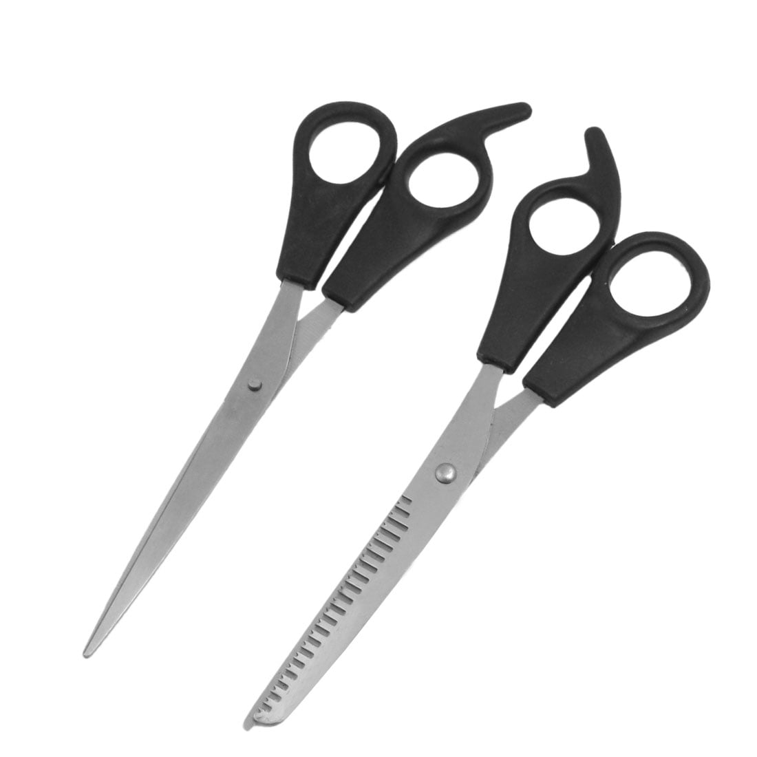 Unique Bargains 2 in 1 Stainless Steel Barber Hair Scissors Shear Thinning Cutting Hairstyle Silver Tone Black