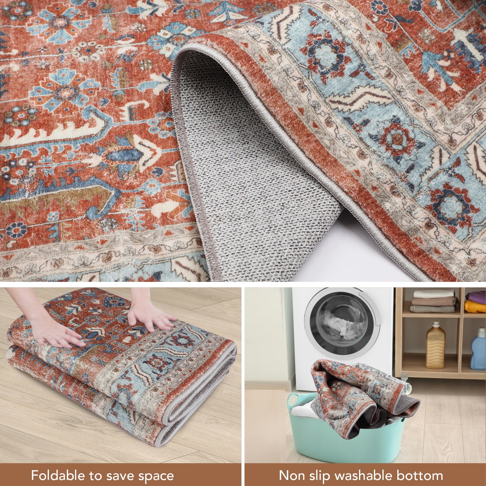2x8 Washable Runner Rugs for Entrance Stain Resistance Runners for Hallways Non-Slip Low Pile