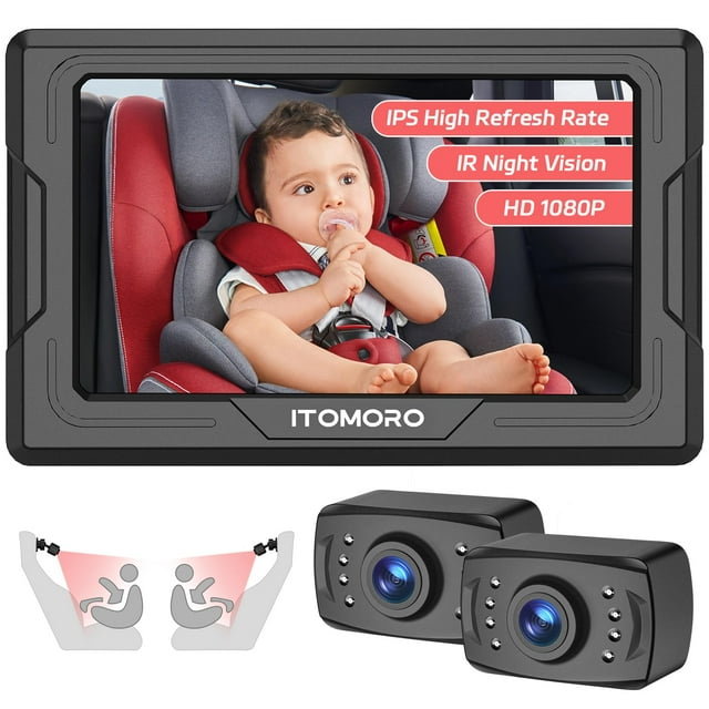 Cámara para coche y bebé Itomoro HD 1080P de doble canal con 2 cámaras IR