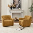 thumbnail image 2 of 32.5" W Modern Swivel Chenille Accent Chair Armchair Set of 2, No Assembly Square Barrel Chair for Living Room Bedroom(Camel), 2 of 11