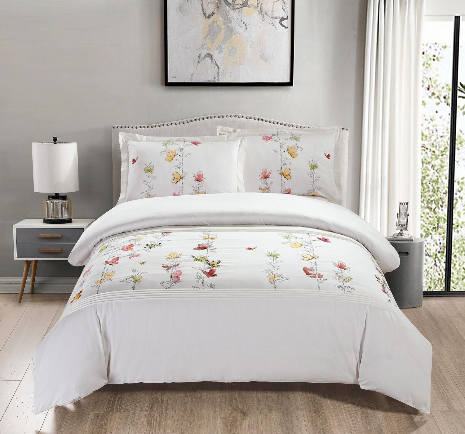 Maholi Embroidered Spring Meadow Duvet Covet Set