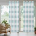 thumbnail image 3 of Outdoor Curtains for Patio Waterproof, Aqua Plaid Windproof Pravicy Outside Porch Blackout Curtain, Spring Summer Farmhouse Buffalo Checkered Sun Blocking Grommets Curtains for Cabana Gazebo 54"x84", 3 of 9