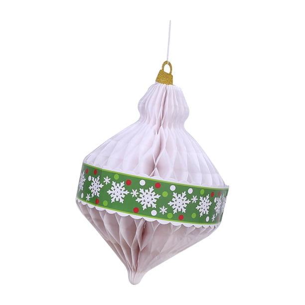 4 piezas de guirnalda navideña de farol de papel con forma de panal, decoraciones colgantes de papel para fiesta de Navidad, para pared navideña, , blanco Hugo Lámparas colgantes