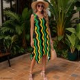 thumbnail image 4 of HELLHERO Summer Sleeveless Dress, Jamaican Zigzag Stripes Side Pockets Asymmetric Hem Midi Dress, Irregular Hem Round Neck Sleeveless Sundress for Work, 4 of 8