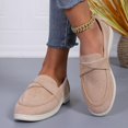 thumbnail image 3 of SCHUHLAND Women's Pleated Strap Faux Suede Loafers, Round Toe Low Heel Slip-On Casual Pumps, Black/Khaki, Summer, 3 of 14