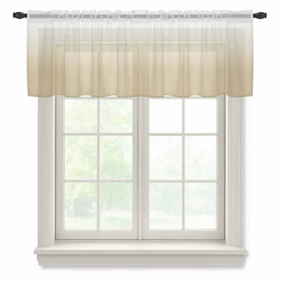 Farm Yellow Sheer Valances for Windows Gradient Semi Sheer Kitchen Valance Rod Pocket Small Window Voile Curtains for Living Room Bedroom Laundry 42 x 12 Inch