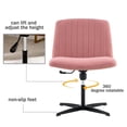 thumbnail image 4 of Velvet Home Office Desk Chair, Adjustable Armless Swivel Vanity Chair with Black Legs, Comfy Computer Chair for Bedroom, Living Room, Study, Pink, 4 of 7