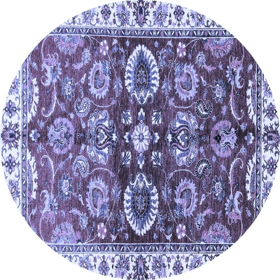 Ahgly Company Indoor Round Abstract Blue Modern Area Rugs, 4' Round