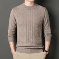 thumbnail image 3 of Suéter ajustado informal de moda para hombre, camisa de cuello redondo, jersey de punto de lana para otoño e invierno, 3 of 5