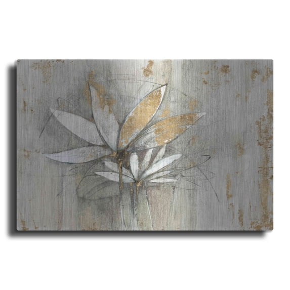 Luxe Metal Art 'Windflowers Gold' by Avery Tillmon, Metal Wall Art, 36"x24"