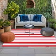 thumbnail image 2 of Red Pink Striped Outdoor Rug for Patio/Deck/Porch, Non-Slip Large Area Rug 5 x 7 Ft, Farmhouse Stripes Simple Art Indoor Outdoor Rugs Washable Area Rugs, Reversible Camping Rug Carpet Runner, 2 of 8
