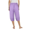 thumbnail image 4 of Wyobmus Women's Cotton Linen Summer Capri Pants Summer Causal Petal Hem Capris Drawstring Solid Elastic Waist Flowy Beach Trousers With Pockets Purple, 4 of 5