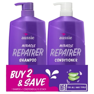 Aussie Miracle Repairer Dual Pack for All Hair Types, 26.2 fl oz Shampoo and Conditioner
