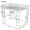 thumbnail image 3 of Full Size Metal Loft Bed with 2 Shelves and 1 Desk, Bedframe with Two Build-in Ladders and Guardrails, No Box Spring Needed,Black, 3 of 7