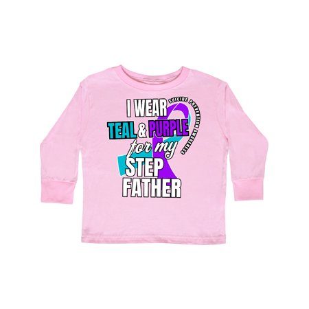 

Inktastic Suicide Prevention I Wear Teal and Purple for My Step Father Gift Toddler Boy or Toddler Girl Long Sleeve T-Shirt