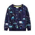 thumbnail image 2 of dmqupv Cute Sweatshirts Baby Boy Sweatshirt Pullover Tops Toddler Sweatshirt Long Sleeve Embroidered Top Kids Casual Outwear Dark Blue,7-8 Years, 2 of 8
