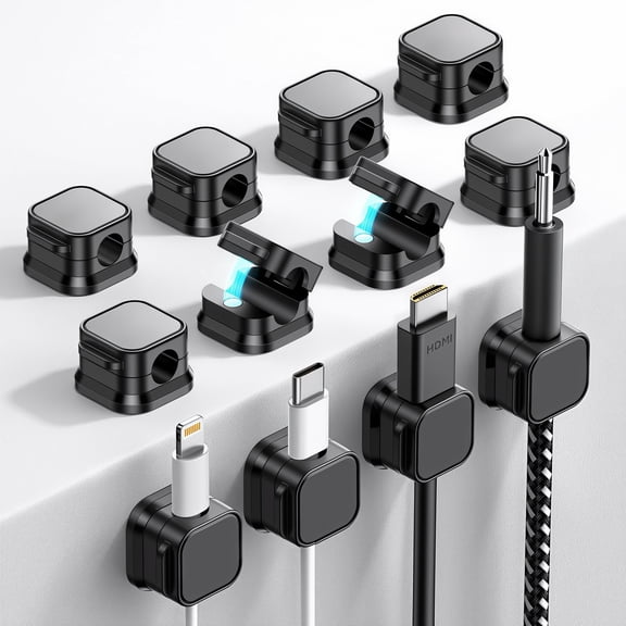 ROLITOTE Magnetic Cable Clips, 12 Pack Adjustable Cord Organizer for Desk, Home, Office and Car