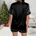 thumbnail image 7 of felwors Women Christmas Pajamas Set Silk Satin Short Sleeve Button Down Top and Shorts Plus Size Soft Sleepwear Lounge Xmas Pjs Black, XXL, 7 of 7