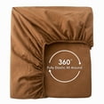 thumbnail image 2 of MooMee 100% Washed Cotton King Fitted Sheet Only Linen Like Textured Extra-Deep Pocket Breathable Soft 1-Piece(Dark Orange, 78"x80"), 2 of 6