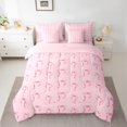 thumbnail image 3 of Feelyou Cartoon Bowknot Kids Twin Bedding Sets 7-Piece, Girly Pink Love Heart Bedding Comforter Set, Dreamy Princess Style Reversible Sheet Sets, Breathable Home Decor, 3 of 8