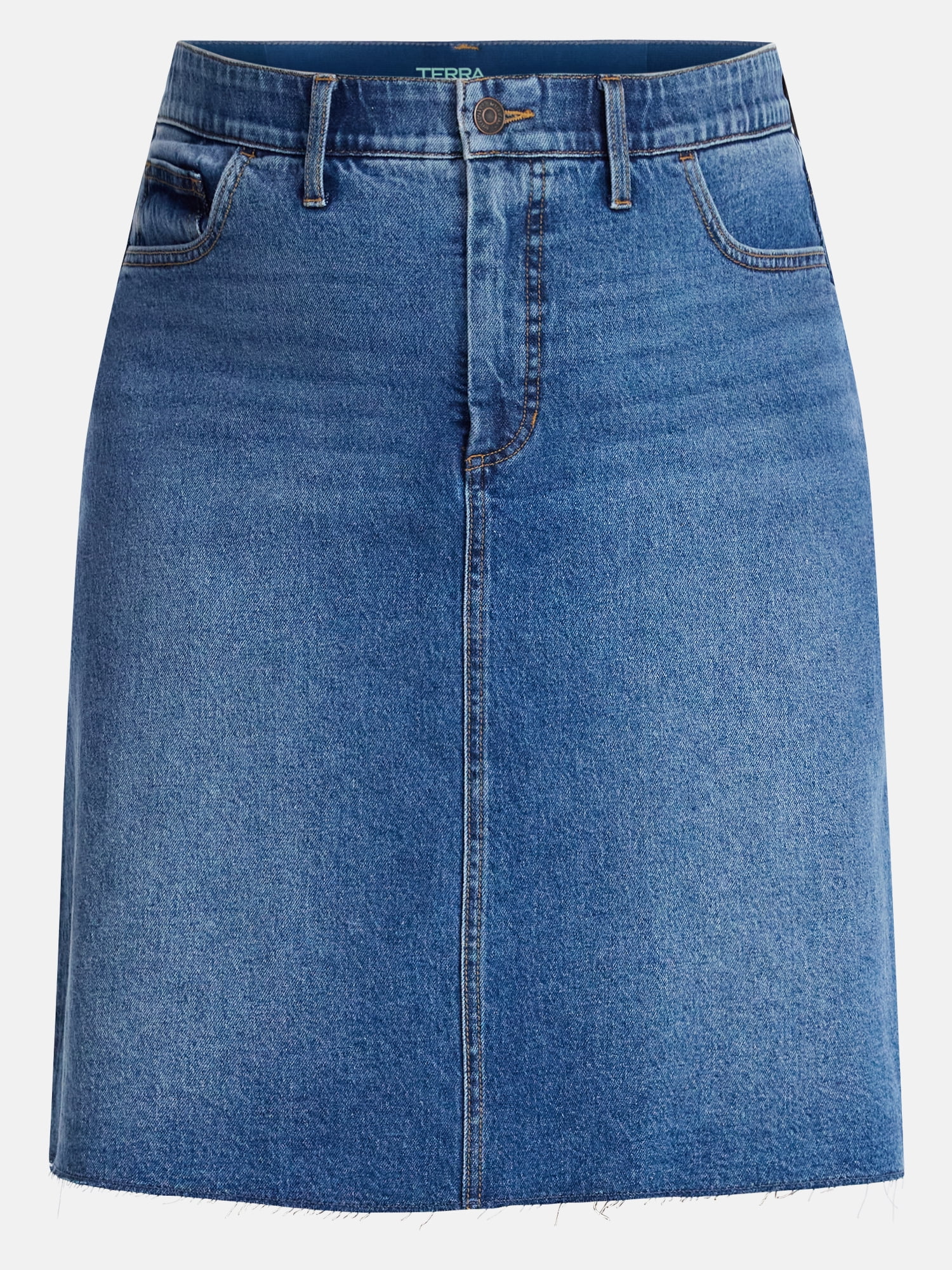 Terra & Sky Women's Knee Length Denim Skirt, Sizes 16W-26W