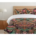 thumbnail image 4 of Ambesonne Boho Duvet Cover Set, Bohemian Native Tribal Mandala, Twin, Grey Cinnamon Sea Green, 4 of 4