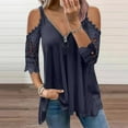 thumbnail image 2 of AOOCHASLIY Womens Blouses Short Sleeve Women Casual Half Sleeve V-Neck Zipper Hollow Out T-Shirt Blouse Tops, 2 of 8