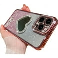 thumbnail image 6 of for iPhone Case,Glitter Crystal Diamend Rhinestone Sparkle Sparkly Love Heart Mirror Gradient Bumper Camera Lens Protection Soft Shockproof Phone Case (Purple,iPhone 15 Plus), 6 of 6