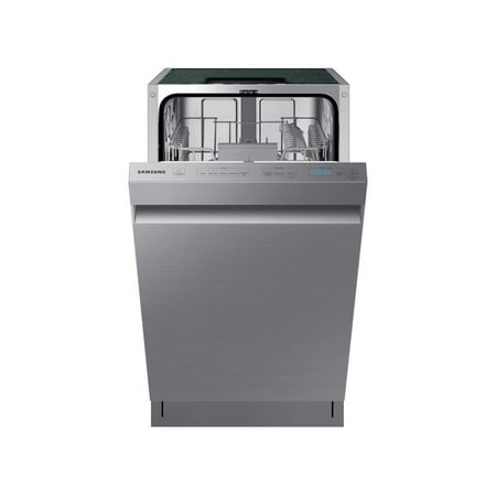 Samsung - 18" Compact Top Control Built-in Dishwasher with Stainless Steel Tub, 46 dBA - Stainless Steel