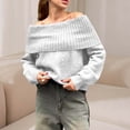 thumbnail image 5 of Kilaqueen Sweaters for Women Off Shoulder Long Sleeve Ribbed Knit Tops Solid Color Casual Loose Fit Trendy Sweater, 5 of 5