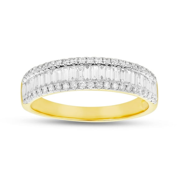 London Fine Jewelry Diamond Rings for Women, 0.50 CT Baguette Cut Real Diamond Wedding Band with 14k Solid Gold and Channel Setting, H Color, SI1-SI2 Clarity