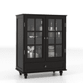thumbnail image 6 of Tcbosik Sideboard Buffet Cabinet with Storage, 28" Farmhouse Coffee Bar Cabinet with Glass Doors and Adjustable Shelf, Modern Kitchen Cabinet with Drawer, Cupboard for Dining Room, Living Room, Black, 6 of 9
