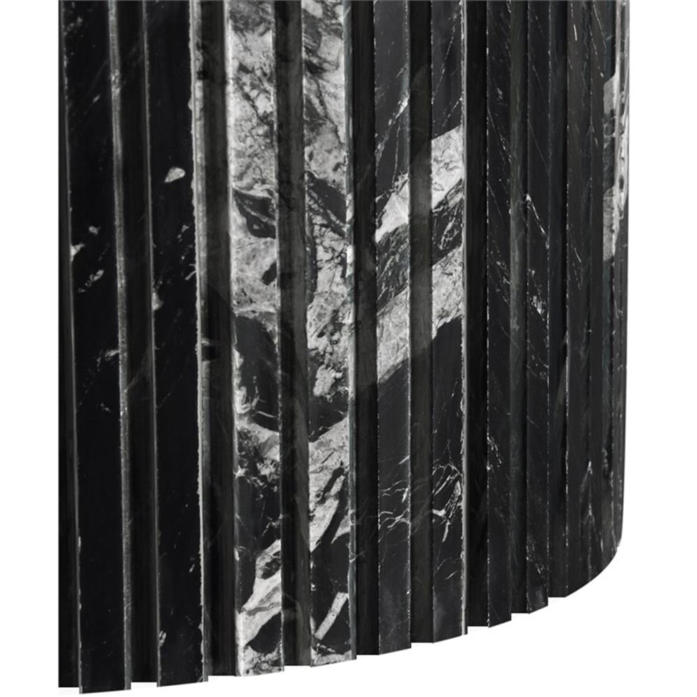 Maklaine Contemporary Black Marble with White Veining Dining Table
