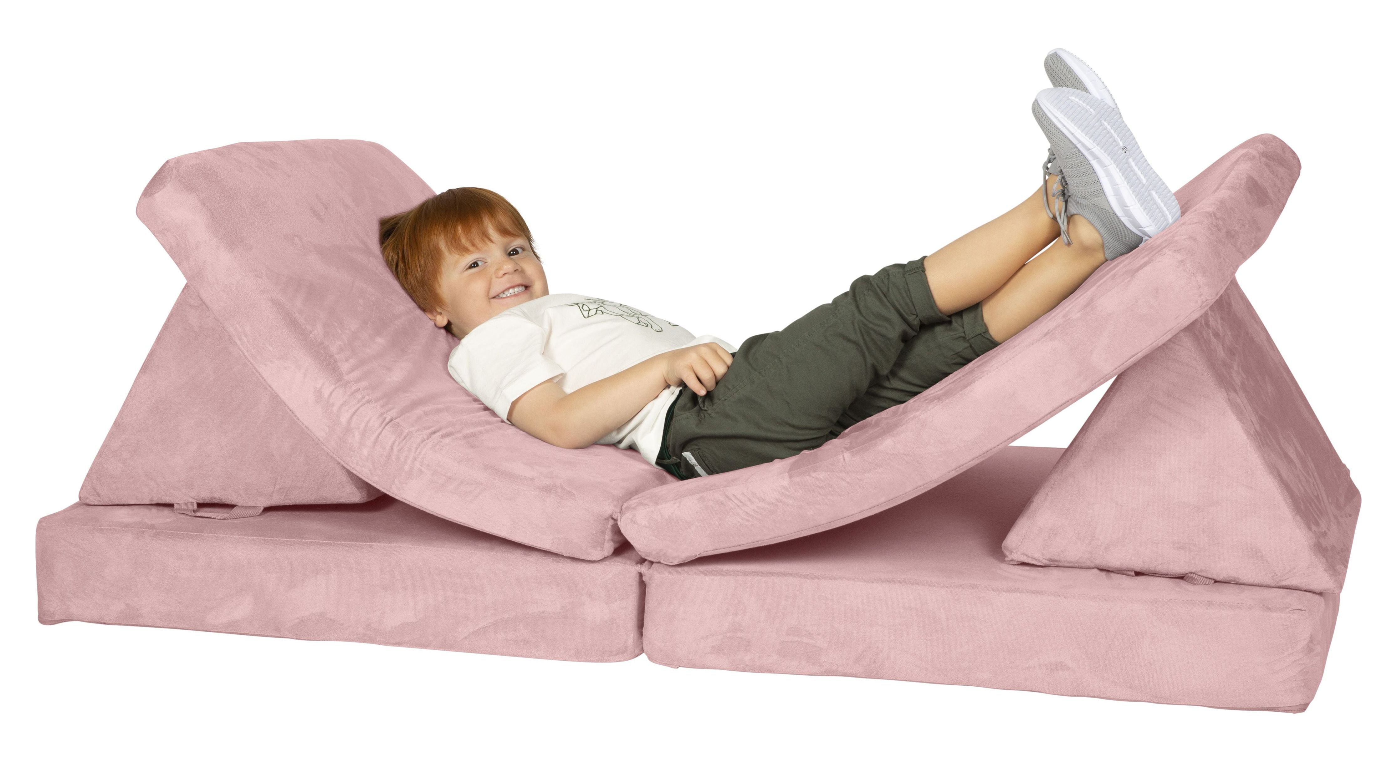 Huddle Customizable Kids Play Foam Couch, Pink, 4 Pieces, for Toddlers Ages 2+