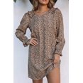 thumbnail image 4 of ABPHQTO Vestido de mujer con escote en V y ribete de volantes de leopardo caqui, 4 of 5