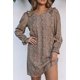 thumbnail image 4 of ABPHQTO Vestido de mujer con escote en V y ribete de volantes de leopardo caqui, 4 of 5