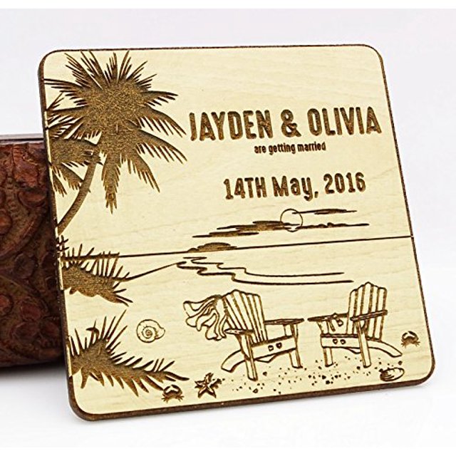 Rustic Wedding Save The Date Wooden Magnet 20 Custom Engraved Wooden Magnet Personalized Gift