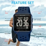 SKMEI Mens Digital Watch Outdoor Sports Waterproof Large Face Wrist Watches with LED Back Ligh/Alarm/Stopwatch